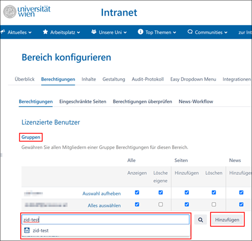 Gruppe hinzufügen